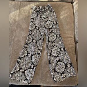 Black patterned flare pants